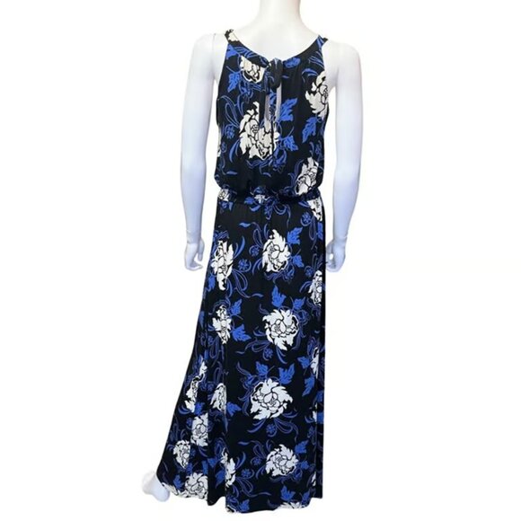 Soma Dress Womens S Black White Blue Floral Keyhole Maxi - Picture 2 of 3